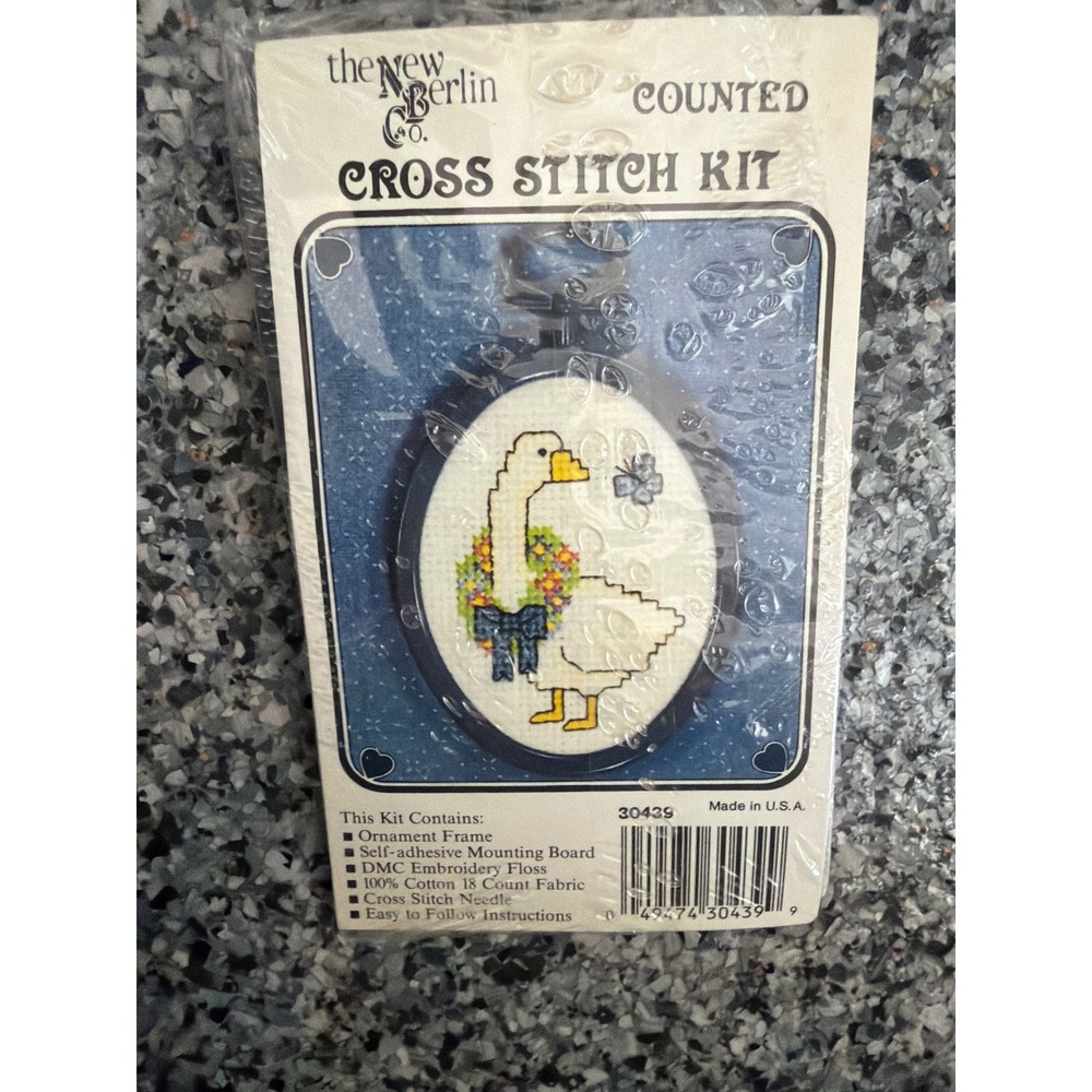 Vintage New Berlin Co Counted Cross Stitch Kit 30439 Goose Ornament Made in USA